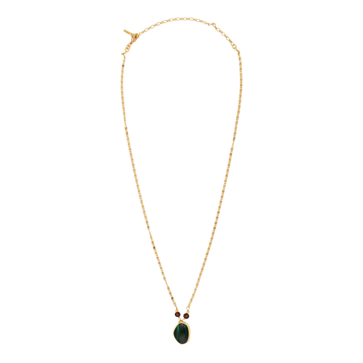 Collier pendentif Noto en métal doré malachite composite  et grenat - vert Vert