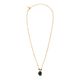 Collier pendentif Noto en métal doré malachite composite  et grenat - vert Vert