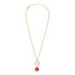 Collier pendentif Noto en métal doré cabochons nacre et pâte de verre - blanc Nacre