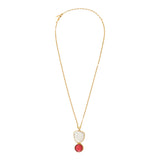 Collier pendentif Noto en métal doré cabochons nacre et pâte de verre - blanc Nacre