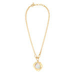 Collier réglable Noto en métal doré martelé et cabochon de nacre - blanc Nacre