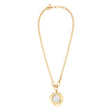 Collier réglable Noto en métal doré martelé et cabochon de nacre - blanc Nacre