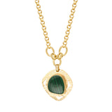 Collier réglable Noto en métal doré martelé et cabochon malachite - vert Vert