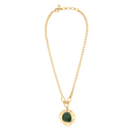 Collier réglable Noto en métal doré martelé et cabochon malachite - vert Vert