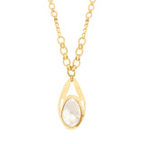 Collier réglable Noto en métal doré ciselé et cabochon de nacre - blanc Nacre