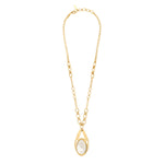 Collier réglable Noto en métal doré ciselé et cabochon de nacre - blanc Nacre