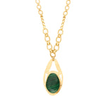 Collier réglable Noto en métal doré ciselé et cabochon malachite - vert Vert