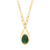 Collier réglable Noto en métal doré ciselé et cabochon malachite - vert Vert