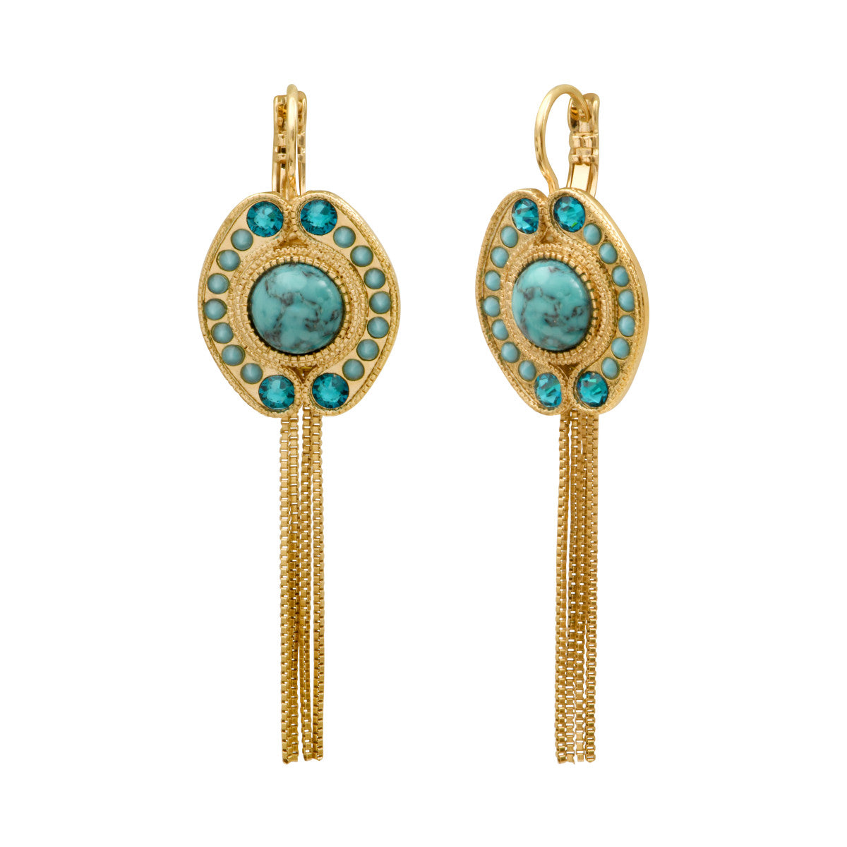 Boucles d'oreilles dormeuses longues Circus - turquoise Turquoise