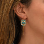 Boucles d'oreilles dormeuses longues Circus - turquoise Turquoise