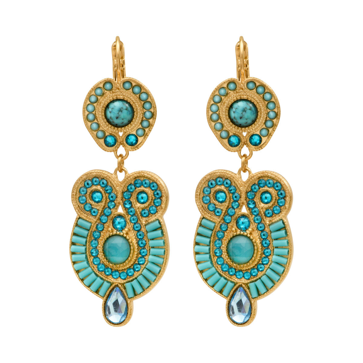 Boucles d'oreilles dormeuses Circus cabochons pâte de verre - turquoise Turquoise