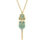 Collier pendentif Circus cabochons pâte de verre et cristaux - turquoise Turquoise