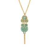 Collier pendentif Circus cabochons pâte de verre et cristaux - turquoise Turquoise