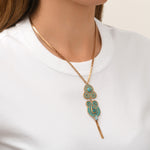 Collier pendentif Circus cabochons pâte de verre et cristaux - turquoise Turquoise
