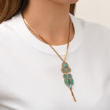 Collier pendentif Circus cabochons pâte de verre et cristaux - turquoise Turquoise