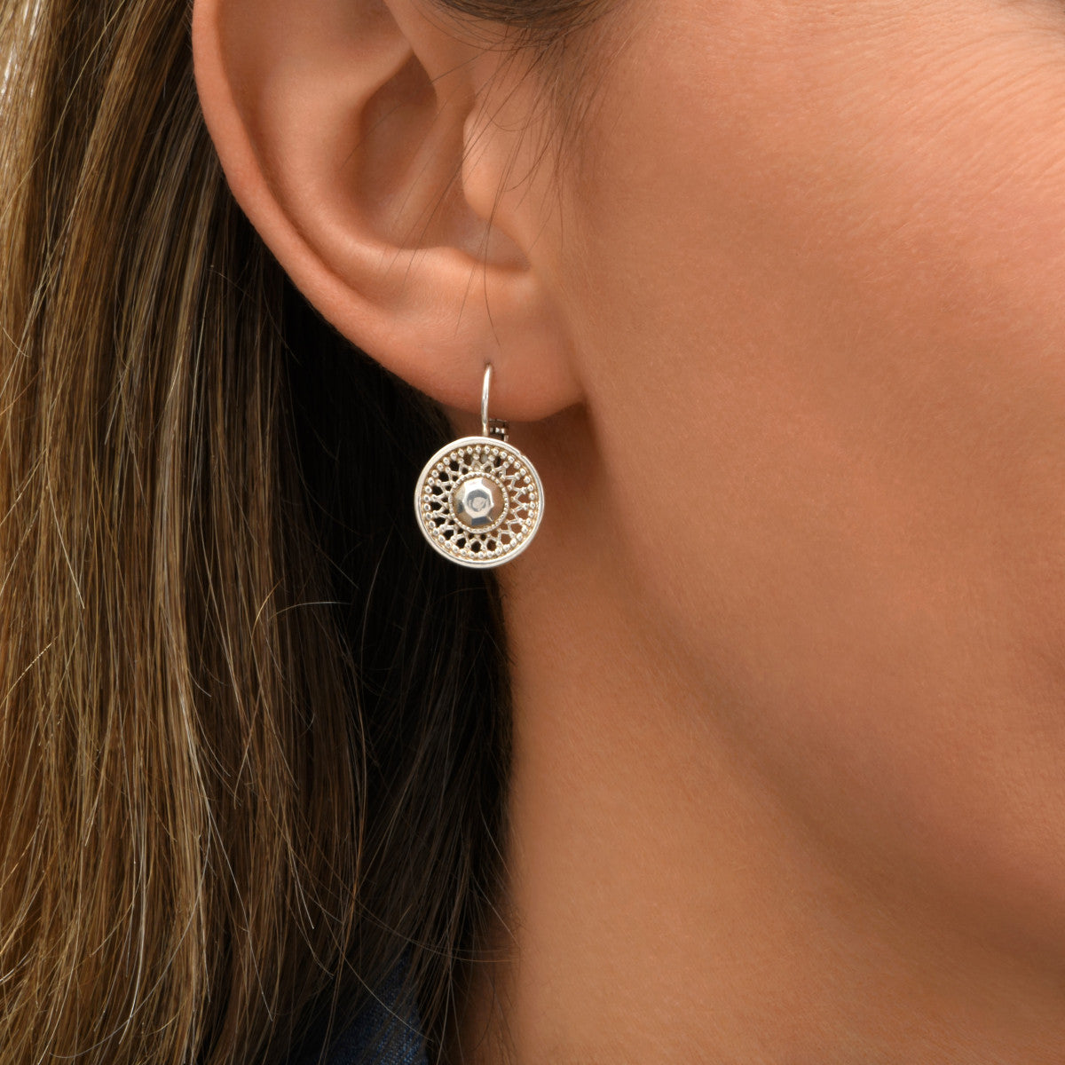 Boucles d'oreilles dormeuses féminines métal argenté 10 microns - argenté Argent