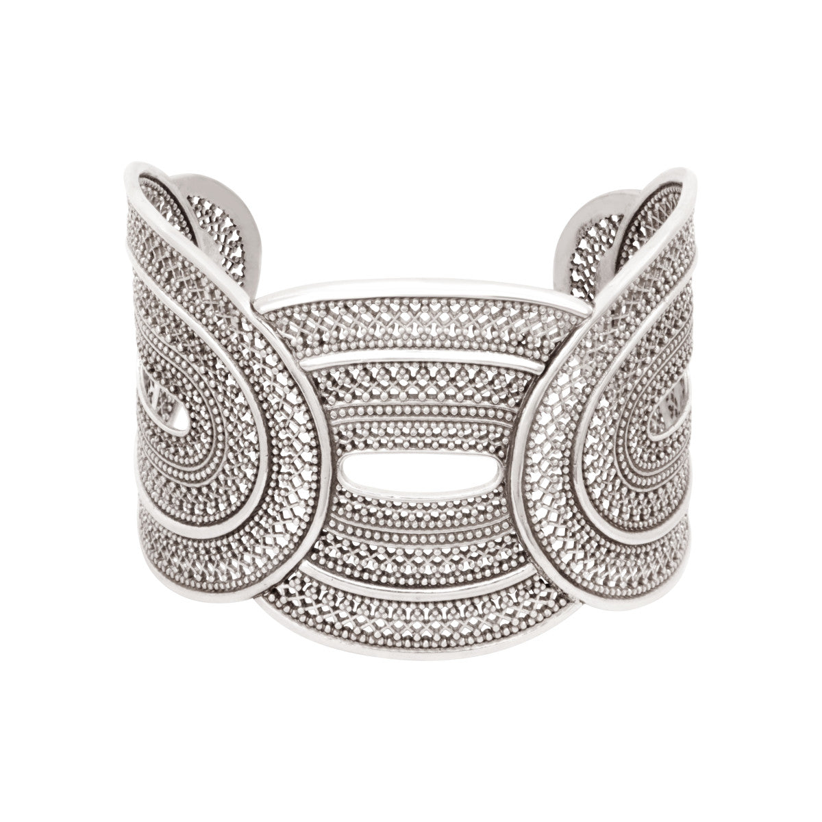 Bracelet manchette large filigrane Noor  - argenté Argent