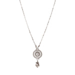 Collier pendentif réglable chic métal argenté hématite  - argenté Argent