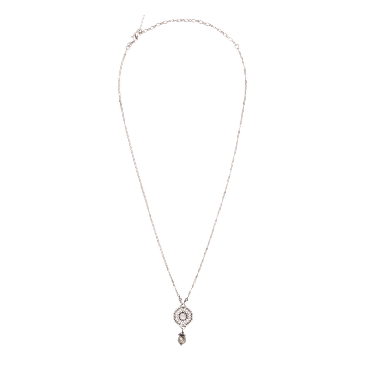 Collier pendentif réglable chic métal argenté hématite  - argenté Argent