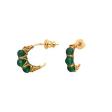 Mini boucles d'oreilles créoles Panarea tissées d'agate  - vert Agate verte