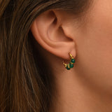 Mini boucles d'oreilles créoles Panarea tissées d'agate  - vert Agate verte