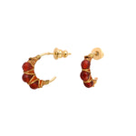 Mini boucles d'oreilles créoles Panarea tissées de cornaline - orange Cornaline