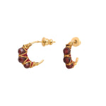 Mini boucles d'oreilles créoles Panarea tissées de grenat - rouge Grenat