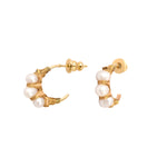 Mini boucles d'oreilles créoles Panarea tissées de perles de rivière - blanc Perle
