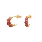 Mini boucles d'oreilles créoles Panarea tissées de tourmaline - rose fuchsia Pink tourmaline