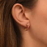 Mini boucles d'oreilles créoles Panarea tissées de tourmaline - rose fuchsia Pink tourmaline