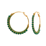 Boucles d'oreilles créoles Panarea tissées d'agate verte - vert Agate verte