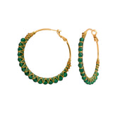 Boucles d'oreilles créoles Panarea tissées d'agate verte - vert Agate verte