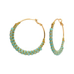 Boucles d'oreilles créoles Panarea tissées d'amazonite - turquoise Amazonite