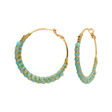 Boucles d'oreilles créoles Panarea tissées d'amazonite - turquoise Amazonite