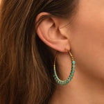 Boucles d'oreilles créoles Panarea tissées d'amazonite - turquoise Amazonite