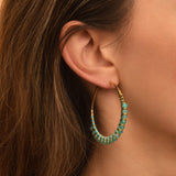 Boucles d'oreilles créoles Panarea tissées d'amazonite - turquoise Amazonite