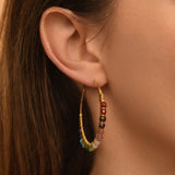 Boucles d'oreilles créoles Panarea tissées de pierres dures - multicolore Multi