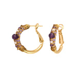 Petites boucles d'oreilles créoles Salina perles et pierres de couleur - violet Amethyste