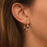 Petites boucles d'oreilles créoles Salina perles et pierres de couleur - violet Amethyste