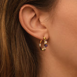 Petites boucles d'oreilles créoles Salina perles et pierres de couleur - violet Amethyste