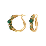 Petites boucles d'oreilles créoles Salina perles et pierres de couleur - vert Agate verte