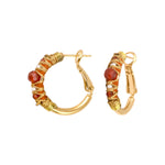 Petites boucles d'oreilles créoles Salina perles et pierres de couleur - orange Cornaline