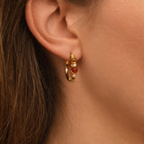 Petites boucles d'oreilles créoles Salina perles et pierres de couleur - orange Cornaline