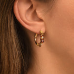 Petites boucles d'oreilles créoles Salina perles et pierres de couleur - rouge Grenat
