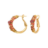 Petites boucles d'oreilles créoles Salina perles et pierres de couleur - rose Pink tourmaline
