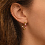 Petites boucles d'oreilles créoles Salina perles et pierres de couleur - rose Pink tourmaline