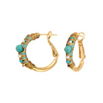 Petites boucles d'oreilles créoles Salina perles et pierres de couleur - bleu Turquoise