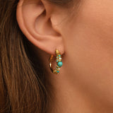 Petites boucles d'oreilles créoles Salina perles et pierres de couleur - bleu Turquoise