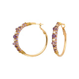 Boucles d'oreilles créoles Salina perles et pierres de couleur - violet Amethyste