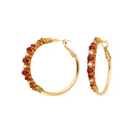 Boucles d'oreilles créoles Salina perles et pierres de couleur - orange Cornaline